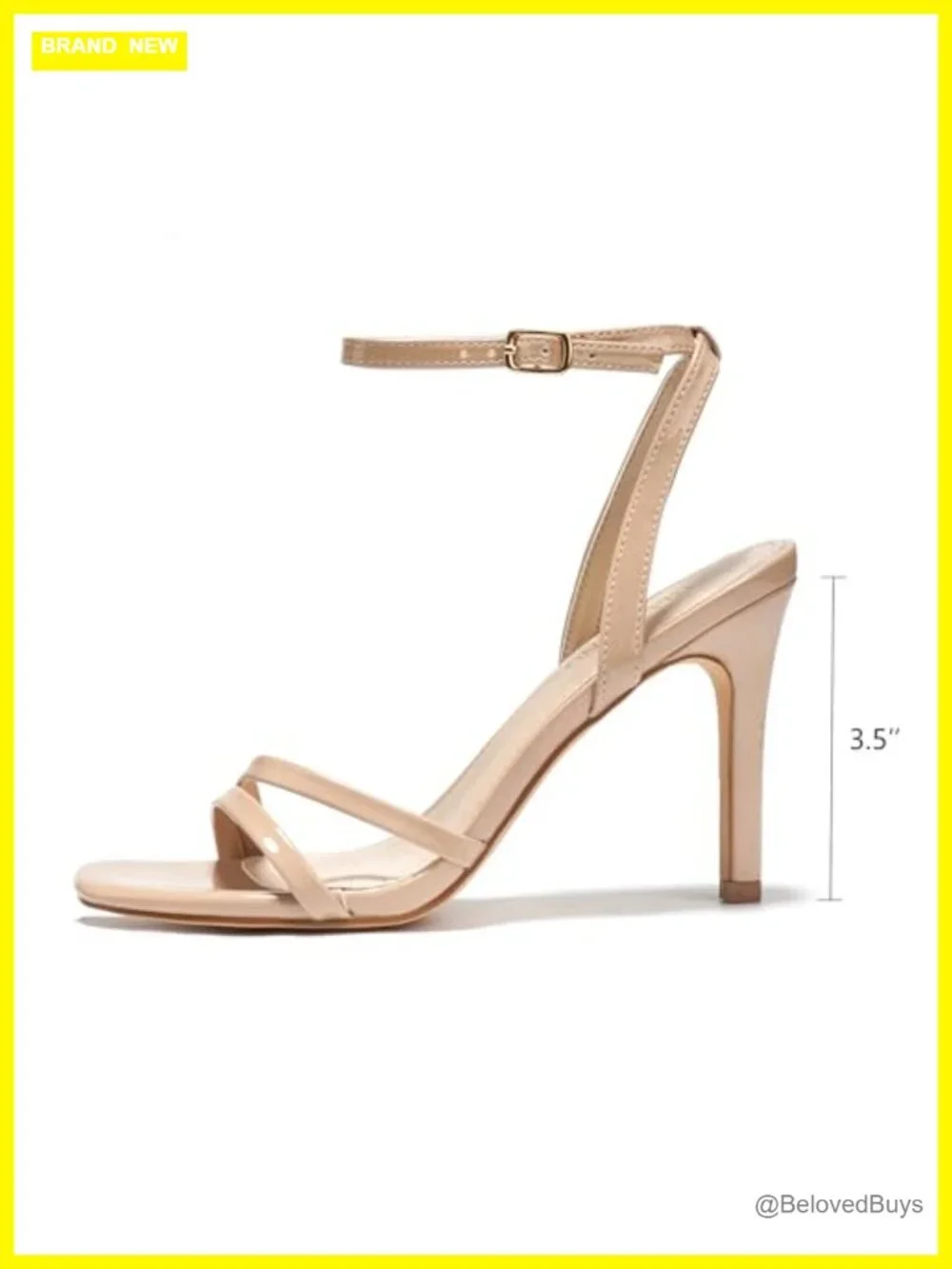 Strappy Ankle Strap High Heels 3.5 Inch Open Toe Sandals Faux Leather Women's